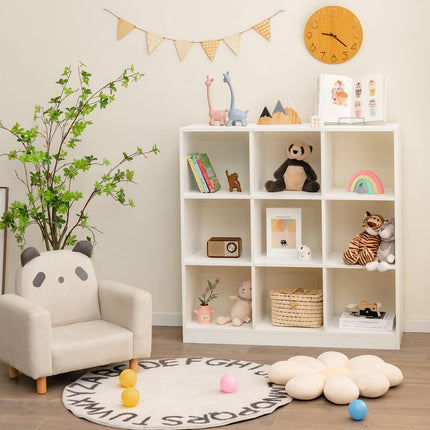 Costzon Toy Organizers and Storage, Wooden White 9-Cube Kids Bookcase for Books Toys Display Organization