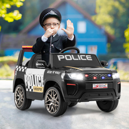 Costzon Police Car Ride on, 12V Battery Powered Toy Cop Cars w/Remote Control