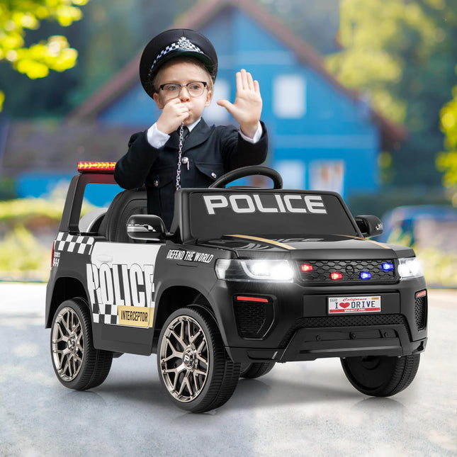 Costzon Police Car Ride on, 12V Battery Powered Toy Cop Cars w/Remote Control
