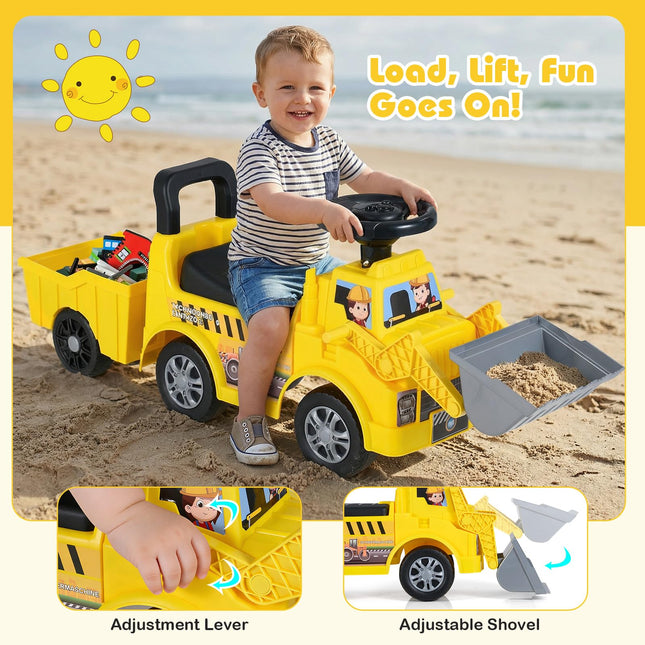 Costzon Ride on Excavator Kids Digger Bulldozer Push Car