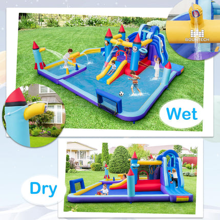 BOUNTECH Inflatable Water Slide, 18x16.5FT Mega Waterslide Park Bounce House w/Dual Slides