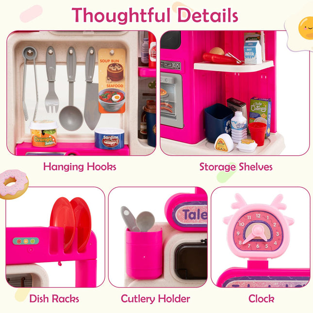 Costzon Kids Kitchen Playset | Little Chef Pretend Kitchenette Set w/Light (Single Side)