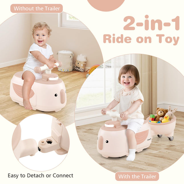 Costzon Toddler Ride On Toys 2 in 1 Ride-On Scooter with Trailer Light Music