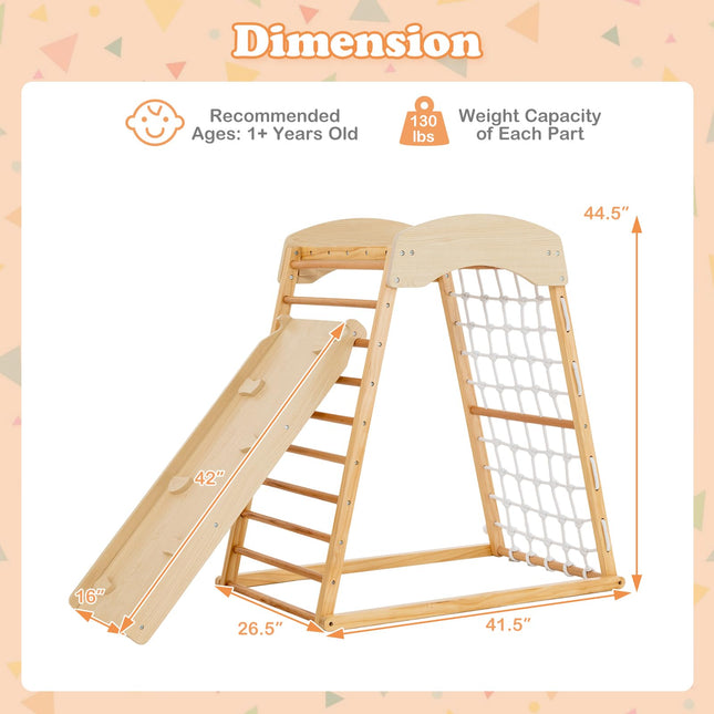 Costzon 6-in-1 Indoor Jungle Gym, Montessori Climbing Toys for Toddlers with Double-Sided Ramp