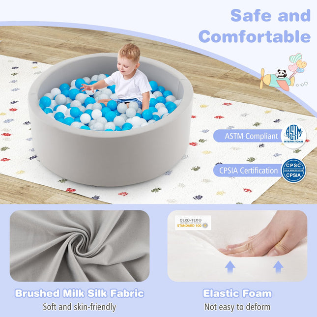 Costzon Ball Pit, Soft Round Baby Ball Pool w/ 200 Ocean Balls