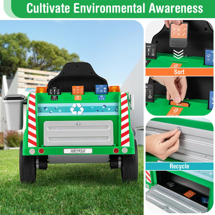 Costzon Ride on Garbage Truck, 12V Battery Powered Kids' Electric Vehicles w/Remote Control