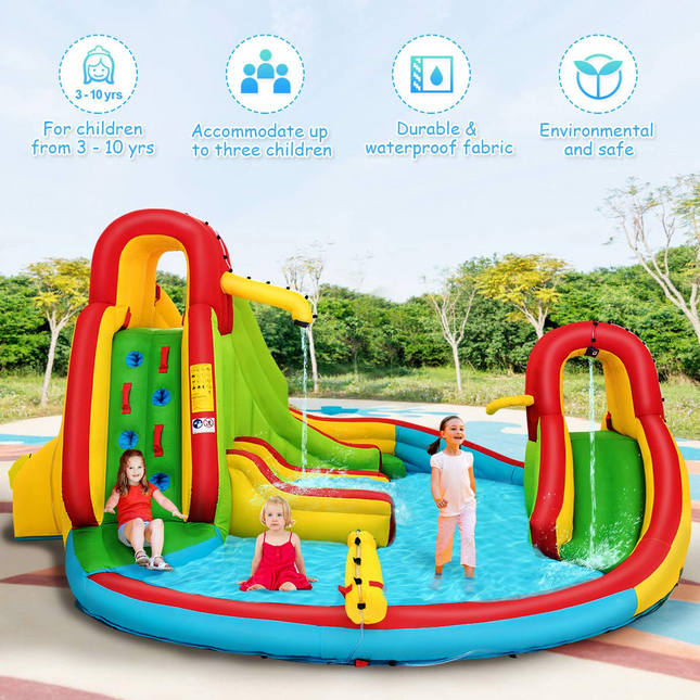 Costzon Inflatable Water Slide, Waterslides for Outdoor with Dual Slides&Climbing for Racing Fun