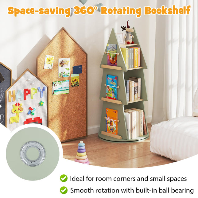 Costzon 4-Tier Kids Corner Book Shelf for Small Space 360° Display Spinning