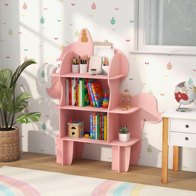 Costzon Unicorn Kids Bookshelf, 3-Tier Toddler Montessori Shelf Book Rack, Toy and Book Storage for Kids