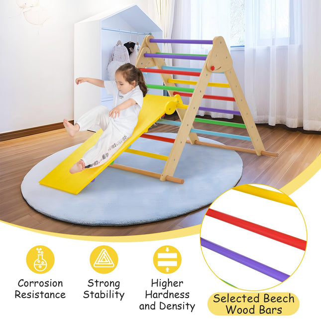 Costzon Climbing Toy for Toddlers, Foldable Upgrade Anti-Rollover Kids Indoor Gym Playset with Reversible Ramp