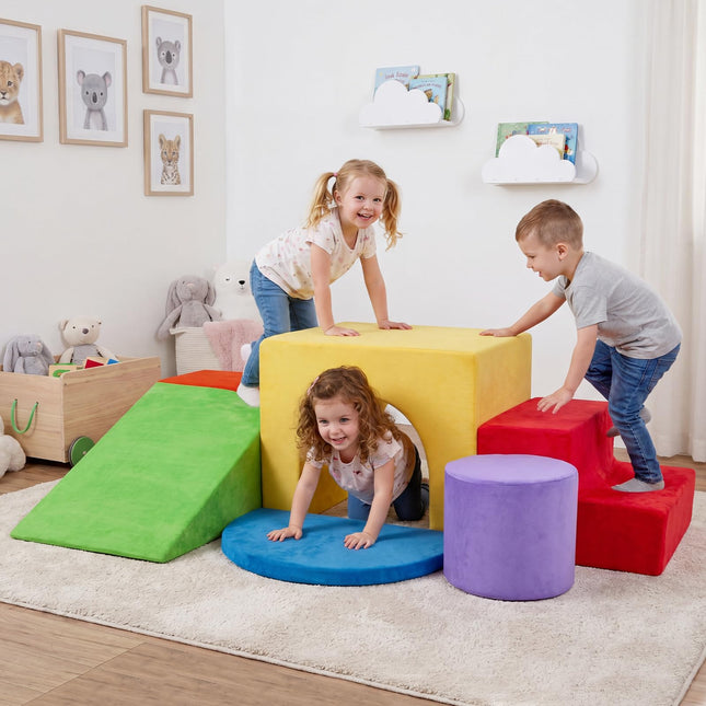 Costzon 6 PCS Foam Climbing Blocks | Velvet Indoor Climb & Crawl Activity Playset