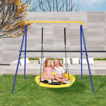 Costzon 550lbs Metal Swing Sets for Backyard, Heavy Duty Full Steel Swing Frame A-Frame Swing Stand