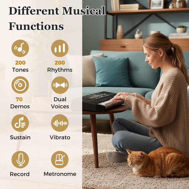 Costzon 61 Key Piano Keyboard | Electric Digital Piano with Stand & Bench
