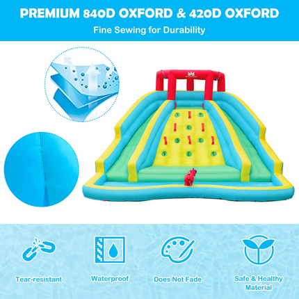 BOUNTECH Inflatable Water Slide, 15x12FT Mega Waterslide Park for Backyard Outdoor with Dual Long Slides