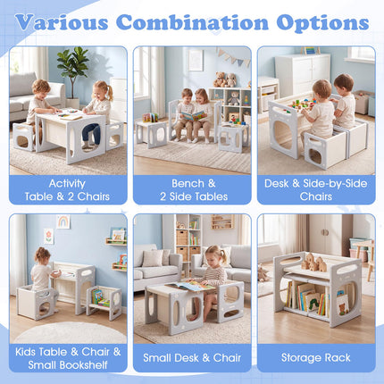 Costzon Versatile Kids Table and Chairs Montessori Weaning Table Set