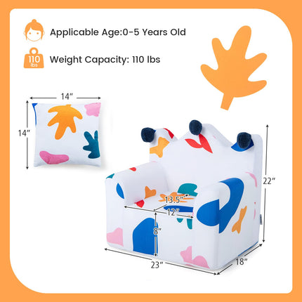 Costzon Kids Sofa, Foam Filled Armchair with Padded Pillow, Upholstered Sofa Chair