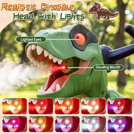 Costzon Dinosaur Kids Pedal Car with Lights Mist Spray Roar Sound