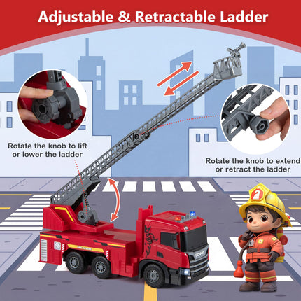 Costzon Licensed Scania Large Fire Truck Toy with 360° Extendable Ladder(Fire Truck)