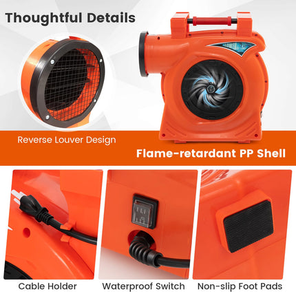 Costzon Commercial Air Blower, 2HP/1500W Bounce House Blower