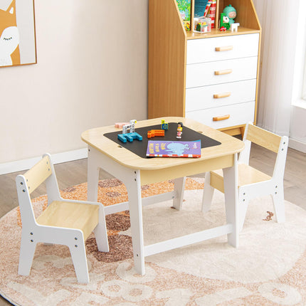 Costzon Kids Table and Chair Set, 3-in-1 Wooden Activity Table with Removable Tabletop