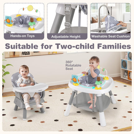6 in 1 High Chair, Convertible Baby Highchair for Babies and Toddlers with Activity Center