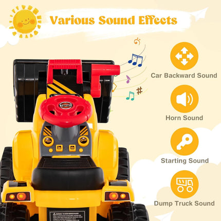 Costzon 2-in-1 Ride on Excavator Bulldozer & Ride on Push Car (6V)