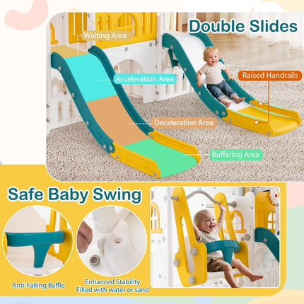 Costzon 10 in 1 Toddler Swing and Slide Set 2 Slides