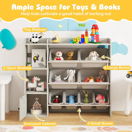 Costzon Kids Toy Storage and Bookshelf Wooden Bookcase（Large）