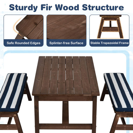 Costzon Kids Picnic Table Fir Wood Toddler Outdoor Table & Bench Set