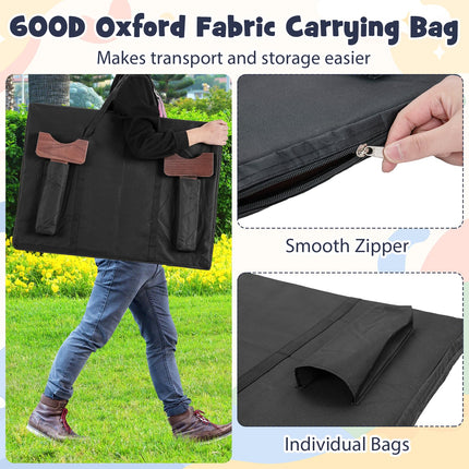 Costzon Giant 4-in-a-Row Game Set, Wooden Jumbo 4-to-Score Game with 42 PCS Chips & 600D Oxford Fabric Carrying Bag