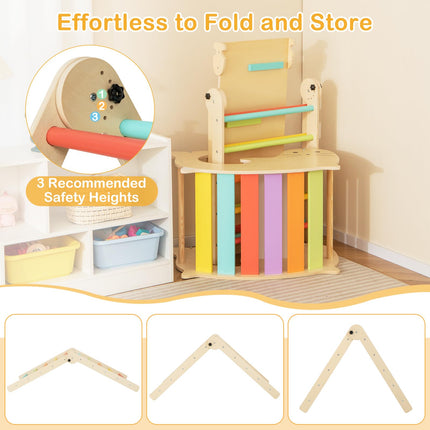 Costzon Climbing Toys for Toddlers, 7 in 1 Foldable Montessori Wooden Arch Climber Ladder with Rocker