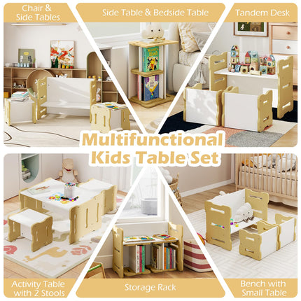 Costzon Kids Table and Chairs All in One Wooden Activity Desk Set for Home