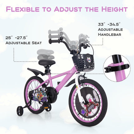 Costzon Kids Bike, 18 Inch Child Bike for 3-8 Years Old with Adjustable Height, Training Wheels