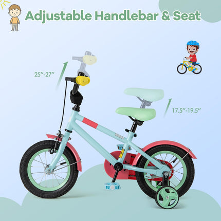 BABY JOY Kids Bike, 12 Inch Sport Style Children's Bicycle with Vivid Color, Training Wheels