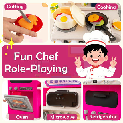Costzon Kids Kitchen Playset | Little Chef Pretend Kitchenette Set w/Light (Single Side)