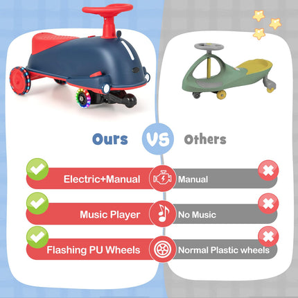 BABY JOY 2 in 1 Electric Wiggle Car for Kids, Swing Car with Music, Ride-on Toy for Toddler