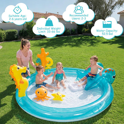 Costzon Inflatable Kiddie Pool Outdoor Kids Summer Playhouse Inflatable Water Park (70'' x 62'' x 26.5'')