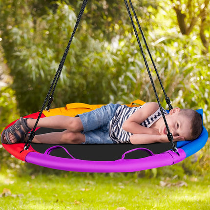 Costzon Saucer Tree Swing for Kids Indoor Outdoor Round Platform Swing w/Pillow & Handle