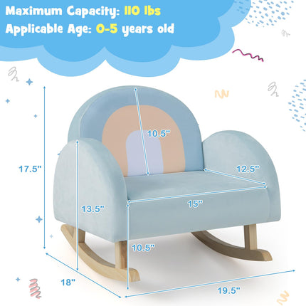 Costzon Kids Sofa, Rocking Chair with Solid Wood Frames, Plush Fabric, Anti-Tipping Design for Kids Room