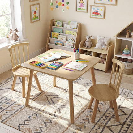 Costzon Kids Table and Chairs Wooden 3 PCS Children Desk Set