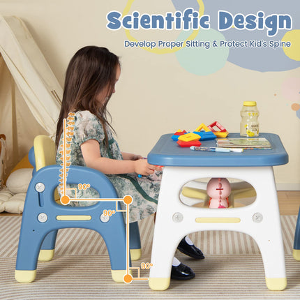 Costzon Kids Table and Chair Set w/Montessori Toys, Kids Activity Table w/Storage Shelf