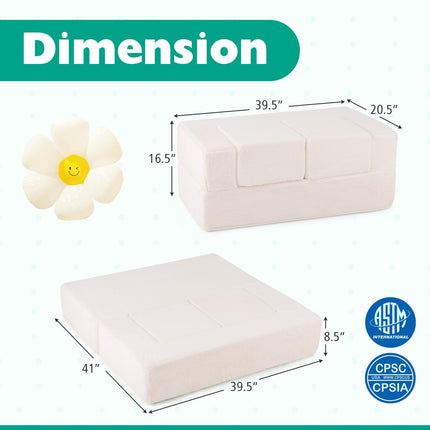 Costzon Kids Play Couch, Versatile Foam Play Couch for Boys & Girls