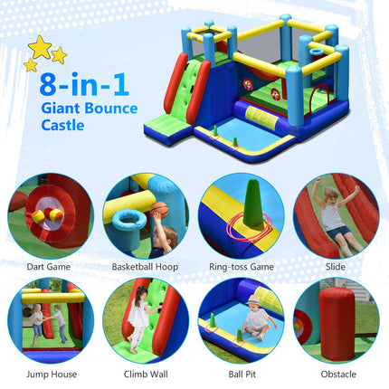 8 in 1 Kids Giant Bounce House with 735W Blower