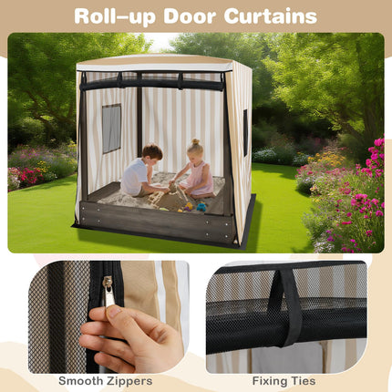 Costzon Kids Wooden Sandbox with Canopy