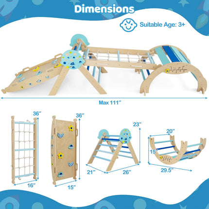 Costzon Pikler Triangle Set 9-in-1 Foldable Baby Climbing Toys