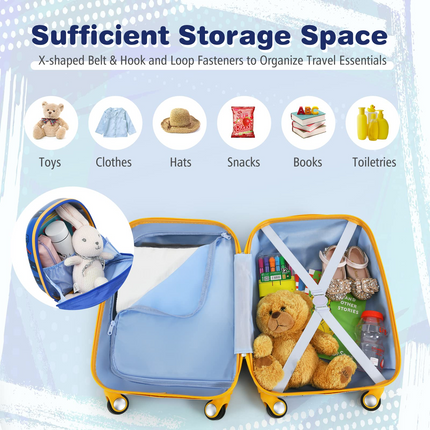 BABY JOY 2 PC Kids Carry On Luggage Set, 12" Backpack & 18" Toddler Suitcase
