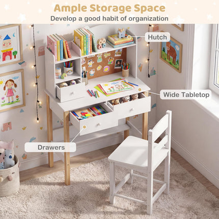 Costzon Kids Desk and Chair Set Wooden Study Writing Table