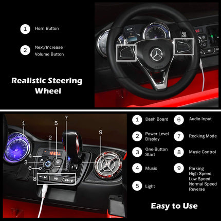 Costzon 2-Seater Ride on Polick Truck, Licensed Mercedes Benz X Class Battery Powered Ride on Car w/ 2.4G Remote Control