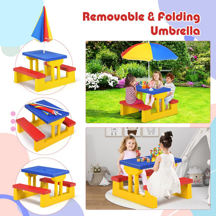 Costzon Kids Outdoor Table and Chair Sets with Removable Umbrella