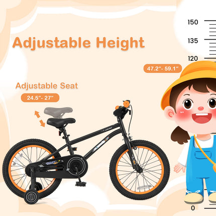 Costzon Outer Space Kids Bike, 18 Inch Sport Bicycle for 4-7 Years Old w/Adjustable Saddle, Training Wheels